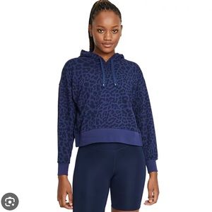 Nike DriFit Get Fit printed animal print navy blue cropped hoodie sweatshirt